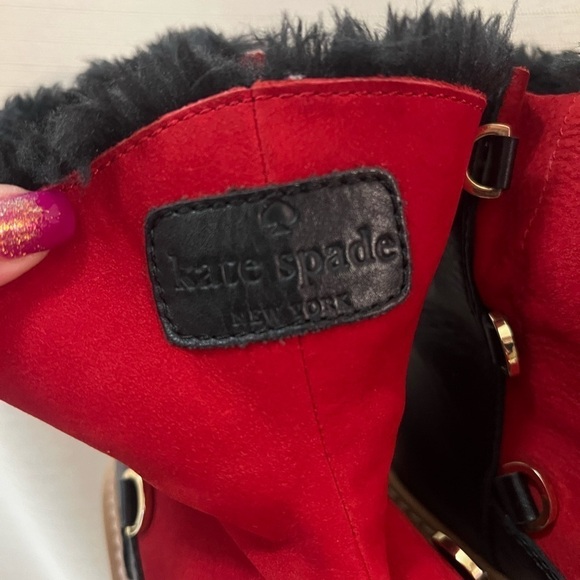 Kate Spade women’s red and black chinky boot missing laces size 7 - Picture 2 of 12
